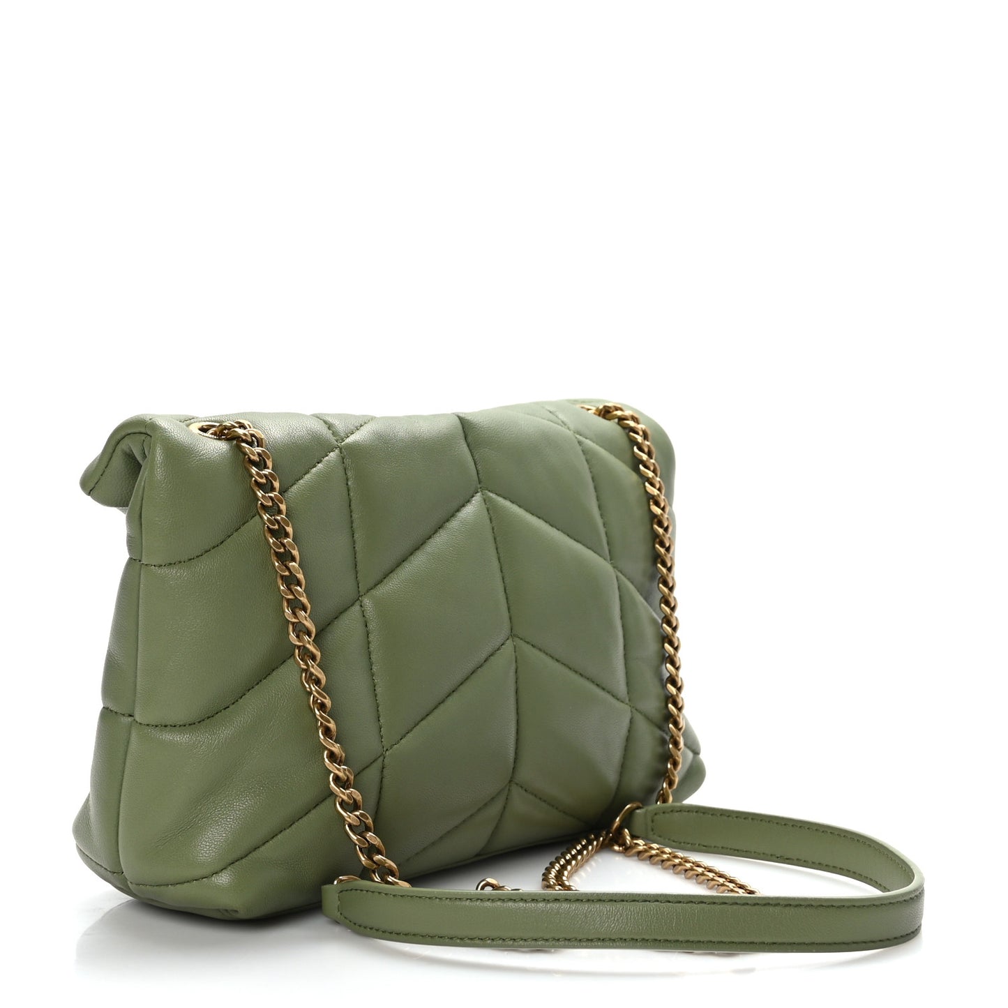 Lambskin Quilted Toy Loulou Puffer Monogram Chain Satchel Light Pistache