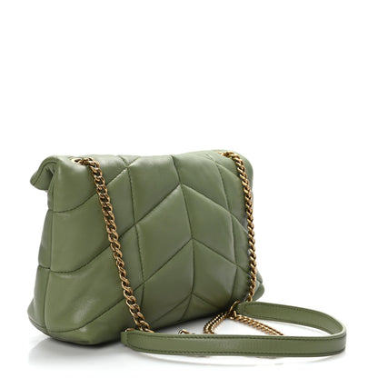 Saint Laurent Lambskin Quilted Toy Loulou Puffer Monogram Chain Satchel Light Pistache 3 of 10