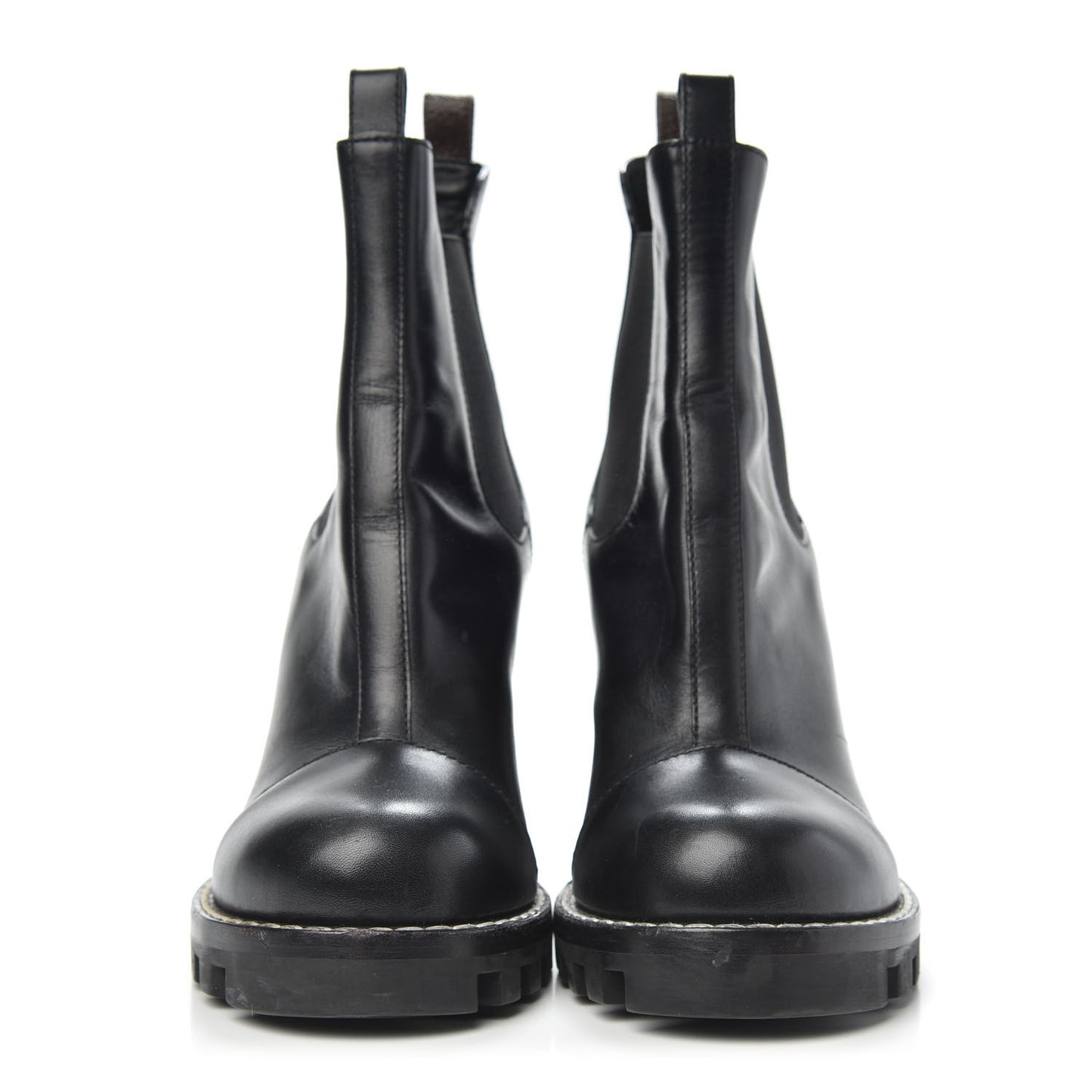 Calfskin Monogram Uniformes Chelsea Lug Sole 80mm Ankle Boots 37.5 Black