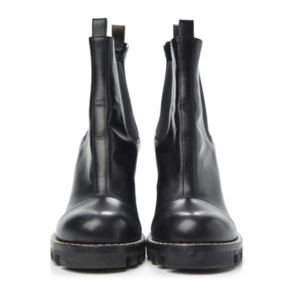Louis Vuitton Calfskin Monogram Uniformes Chelsea Lug Sole 80mm Ankle Boots 37.5 Black 2 of 7