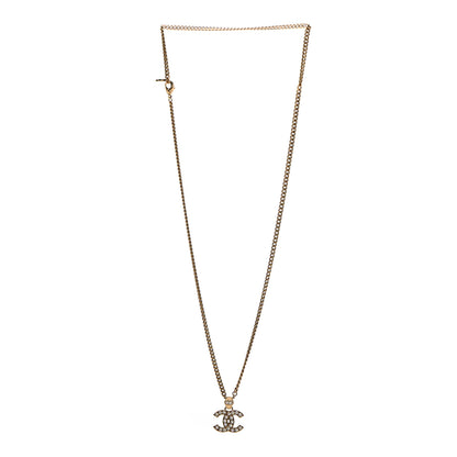 Chanel Crystal CC Pendant Necklace Gold 3 of 5