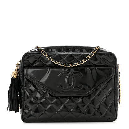 Chanel Patent Quilted Tassel Camera Case Black 1 of 11