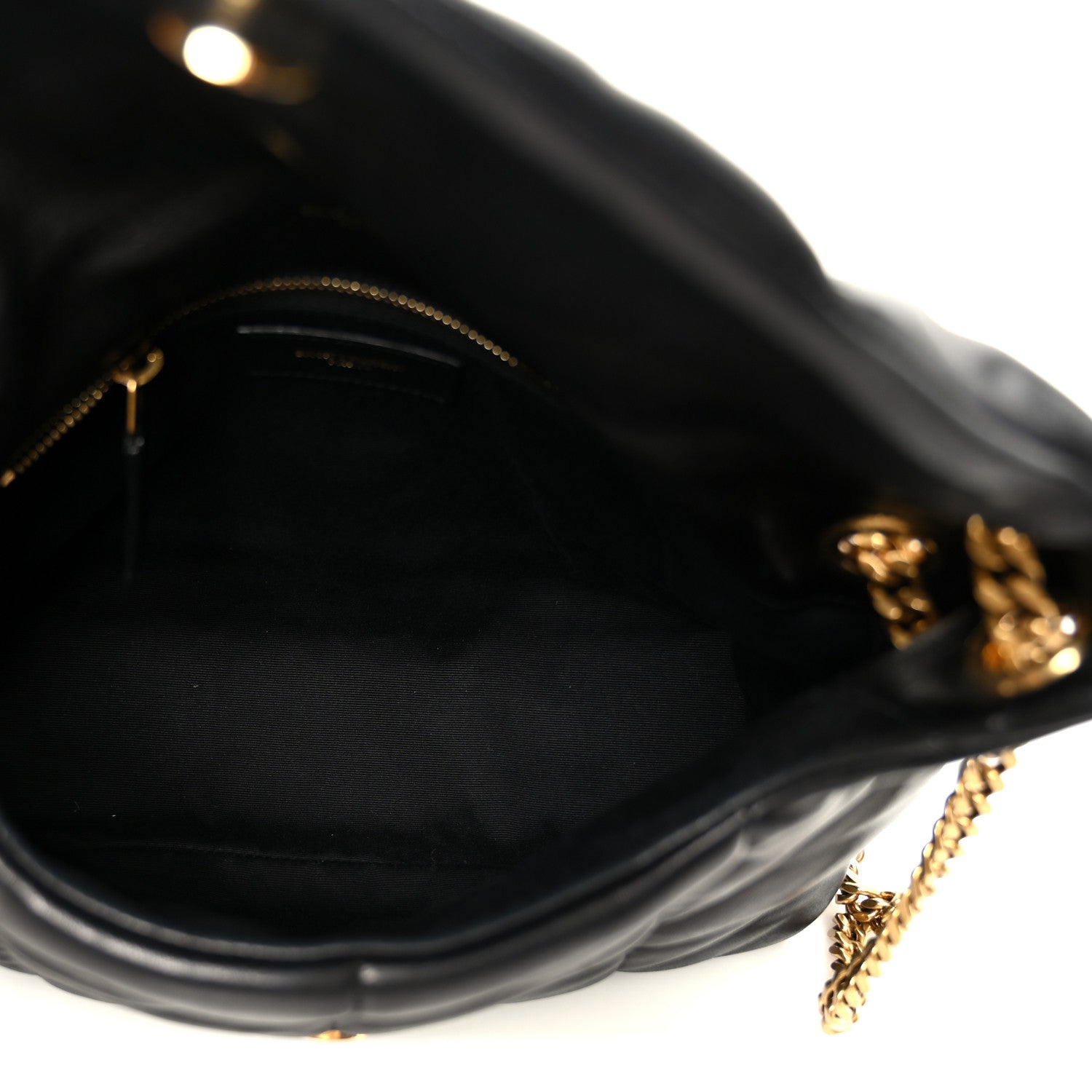 Saint Laurent Lambskin Quilted Small Loulou Puffer Monogram Chain Satchel Black 5 of 11