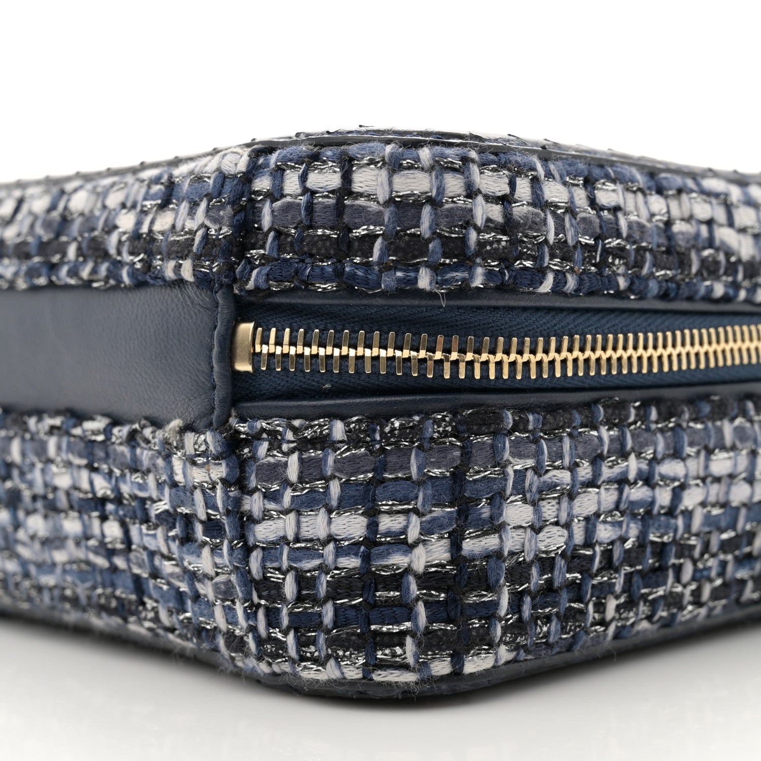 Chanel Tweed Snakeskin Quilted Small CC Filigree Vanity Case Dark Navy 10 of 11