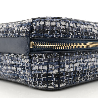 Chanel Tweed Snakeskin Quilted Small CC Filigree Vanity Case Dark Navy 10 of 11