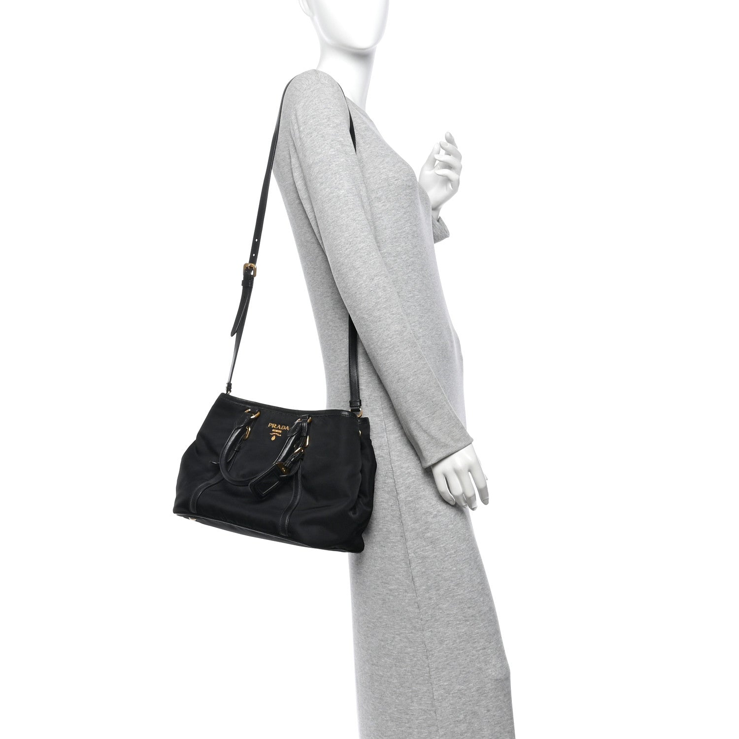 Prada Tessuto Nylon Soft Calf Tote Black 2 of 13