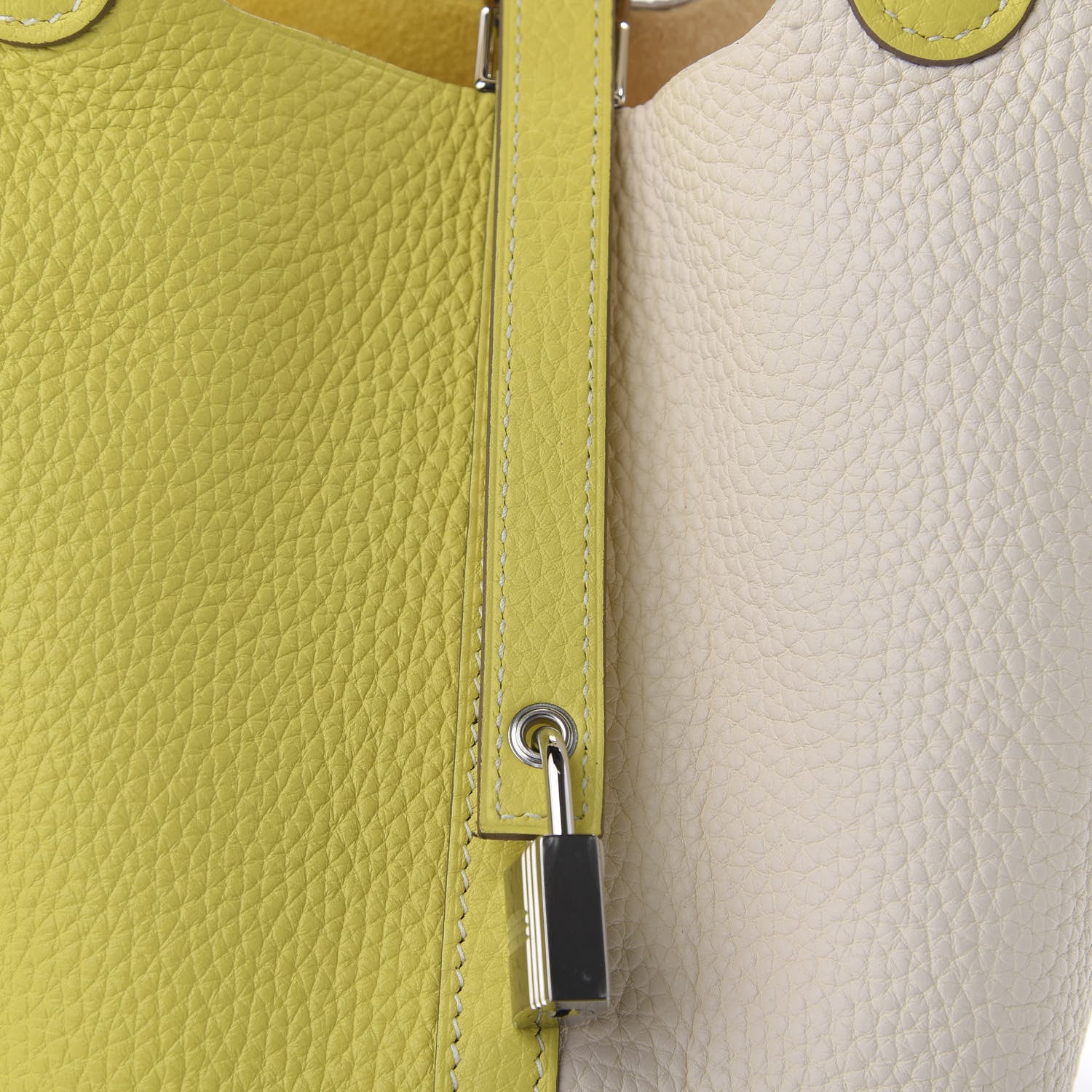 Hermes Taurillon Clemence Casaque Picotin Lock 18 PM Lime Nata 8 of 11