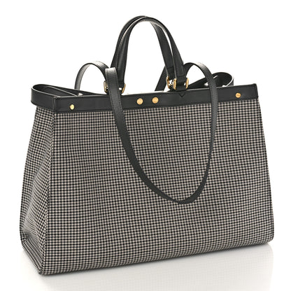 Fendi Wool Vitello King Houndstooth FF Embroidered Medium Peekaboo X-Tote Grigio Anthracite 3 of 8