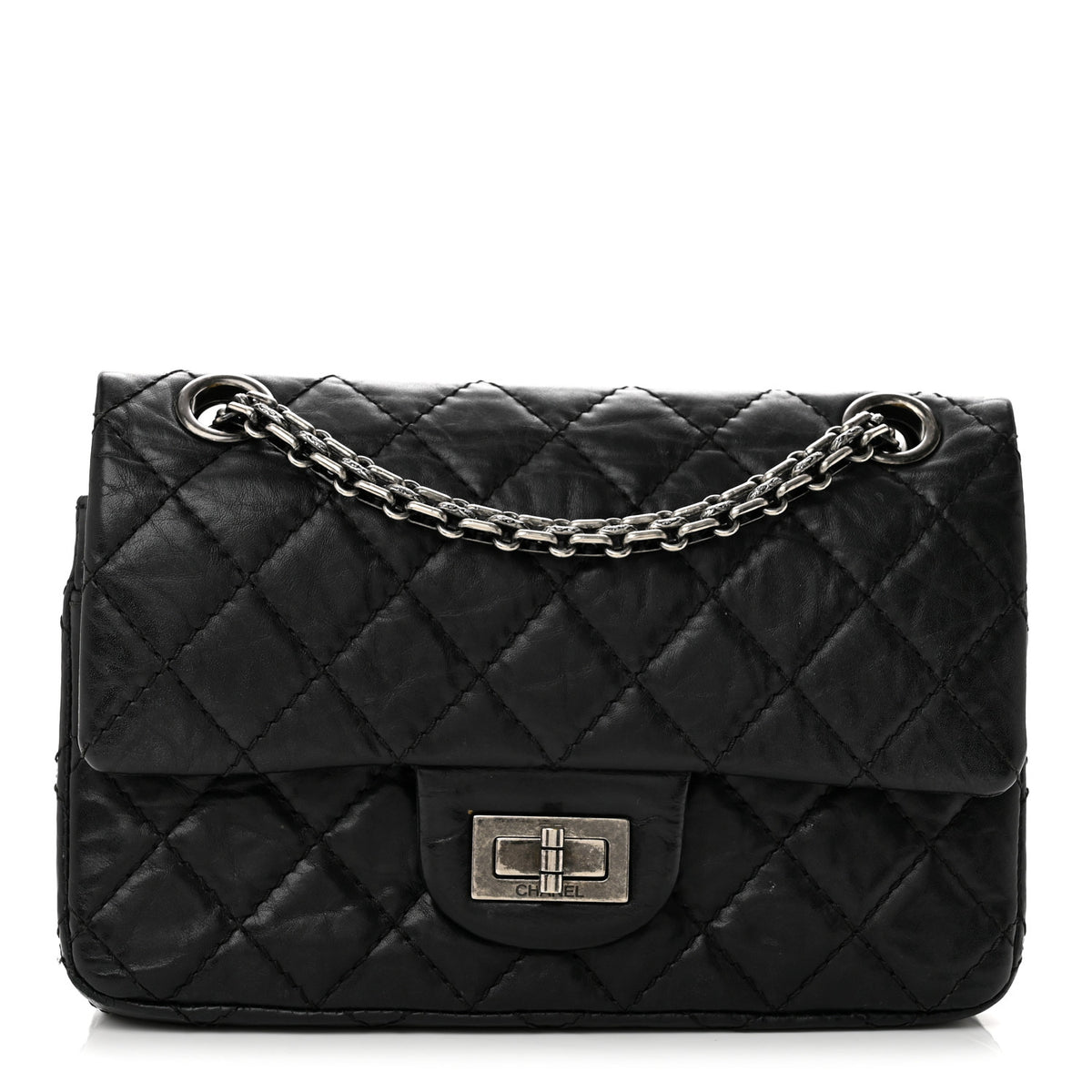 Chanel Aged Calfskin Quilted 2.55 Reissue Mini Flap Black 1 of 13
