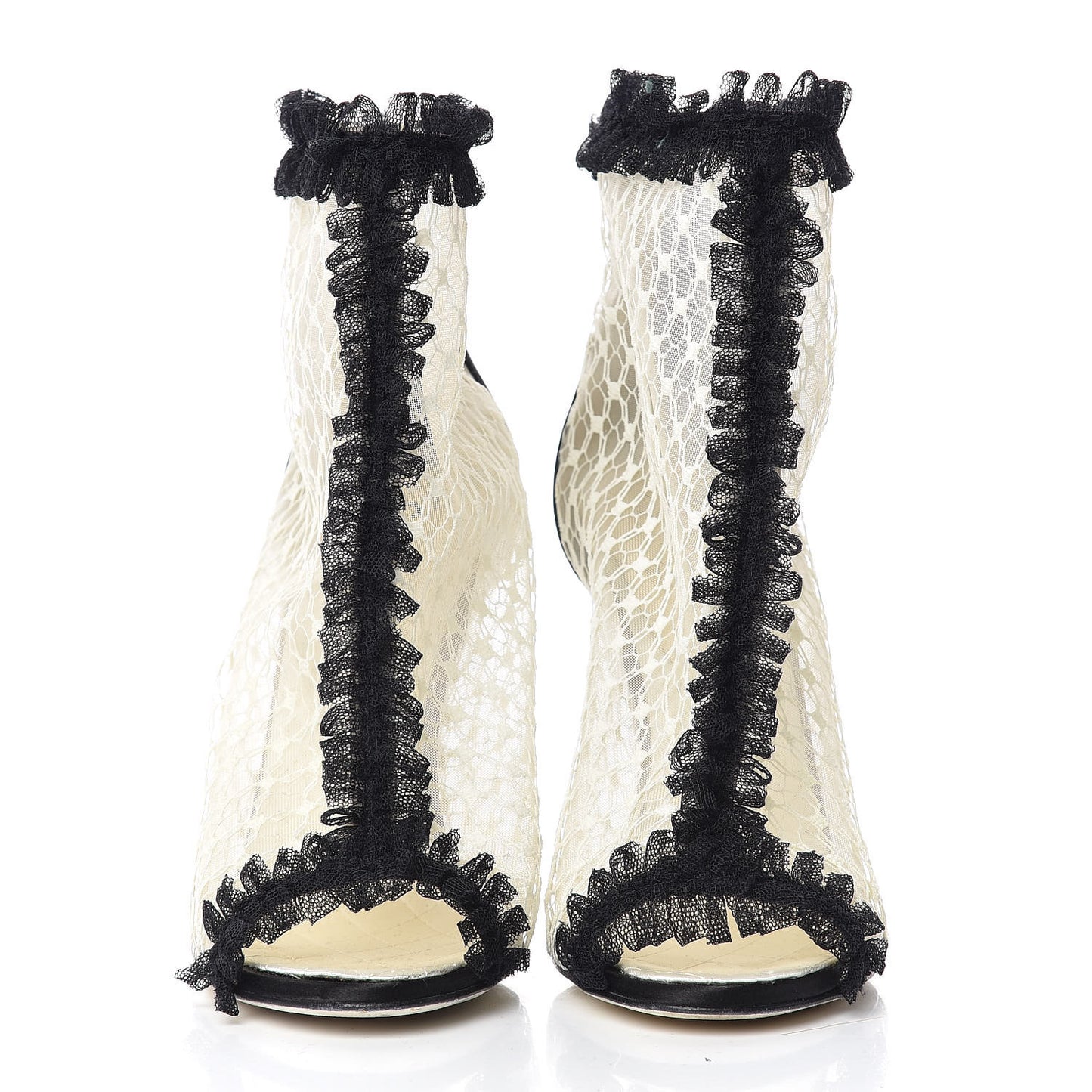 Lace Mesh Booties 37 IvoryBlack