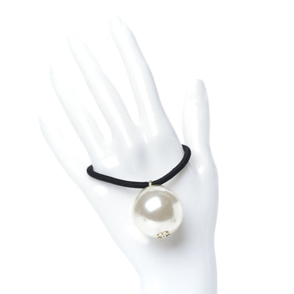 Chanel Pearl CC Hair Tie Black White 2 of 4