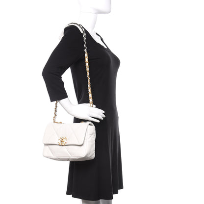 Chanel Goatskin Quilted Medium 19 Flap White 2 of 10