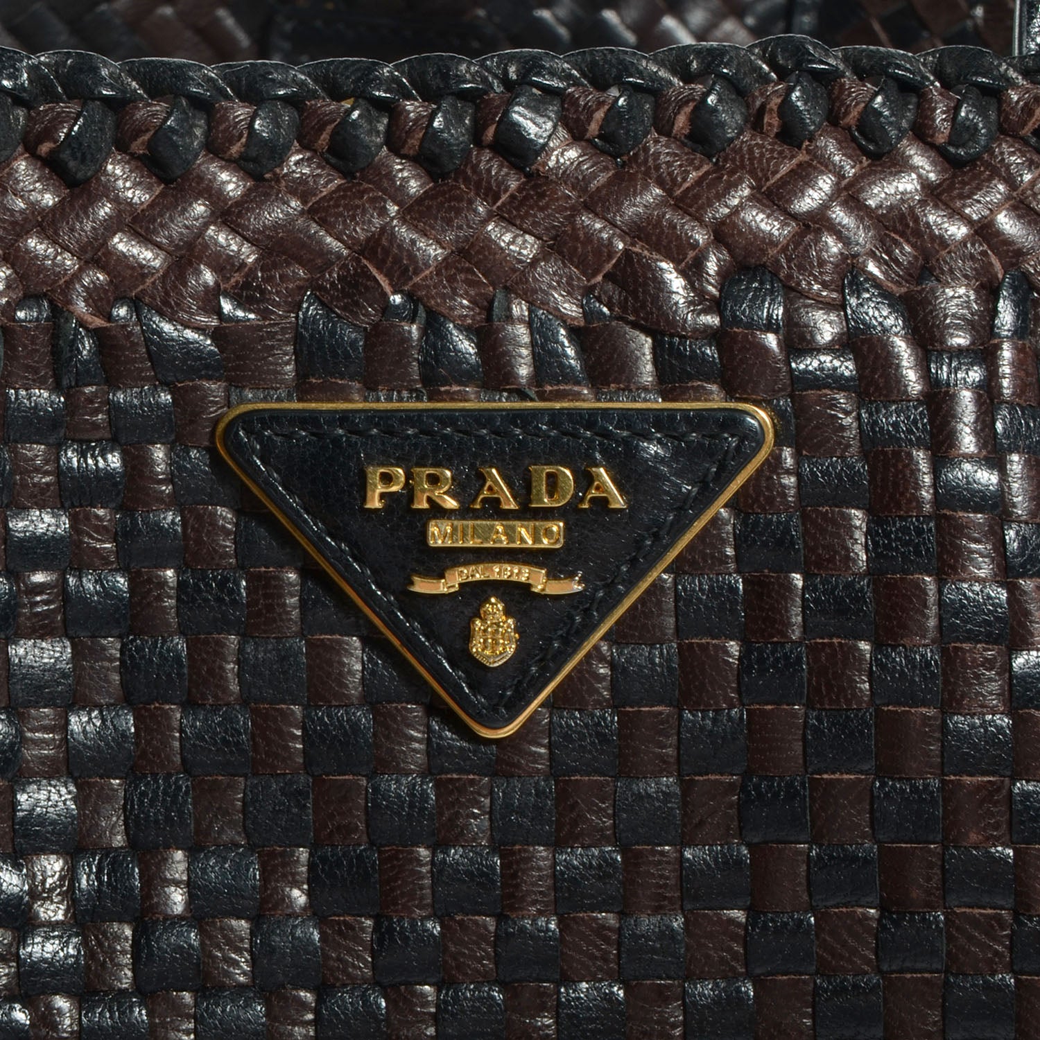 Prada Goatskin Woven Large Tote Moro Black 9 of 9