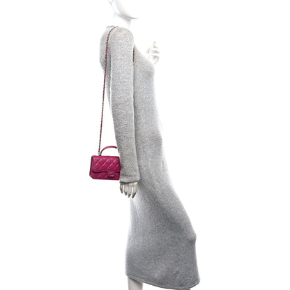 Chanel Lambskin Quilted Flap Phone Holder With Chain Fuchsia 2 of 11