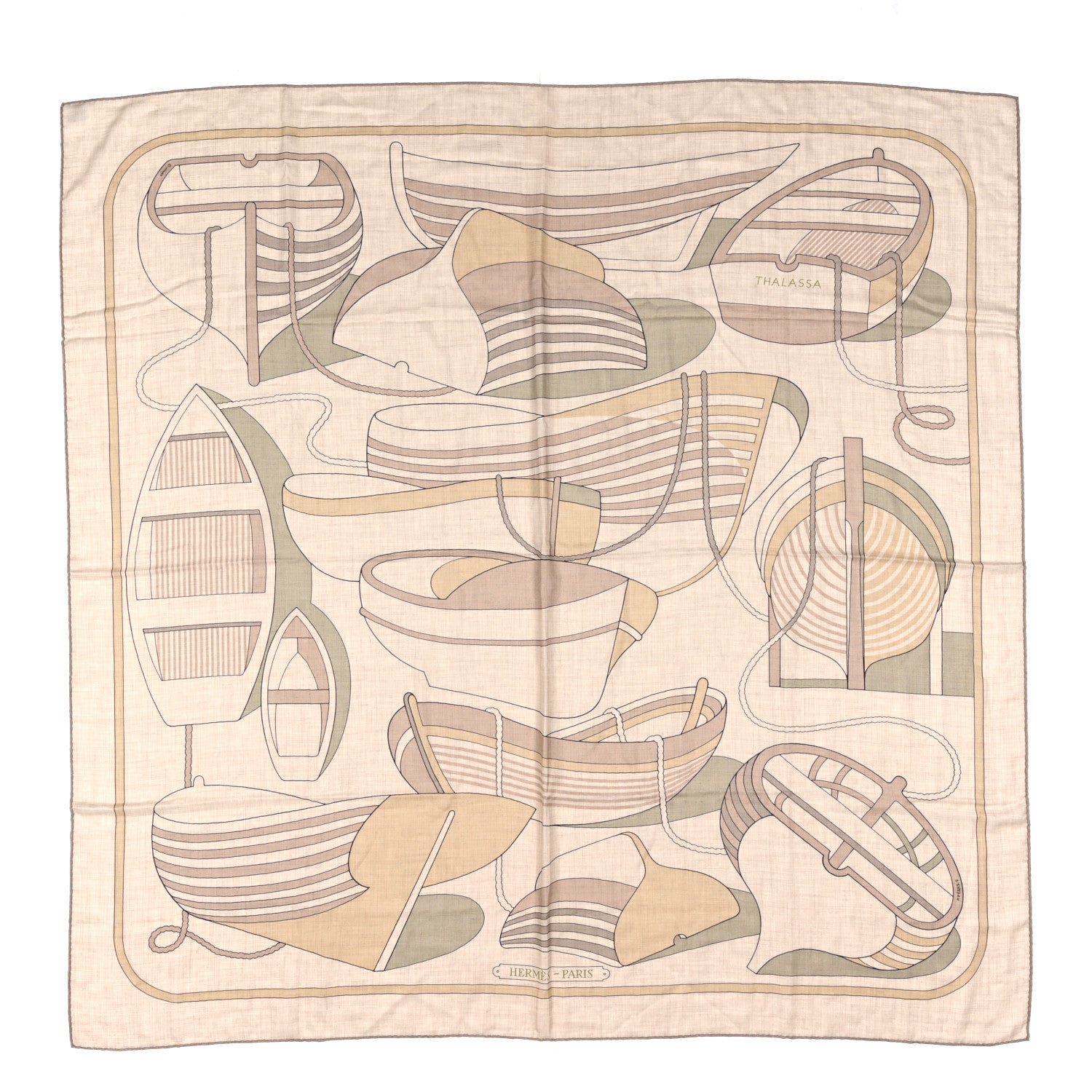 Hermes Cashmere Silk Thalassa Shawl 140 Beige Rose Mastic 1 of 5