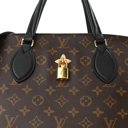 Louis Vuitton Monogram Flower Zipped Tote MM Black 8 of 11