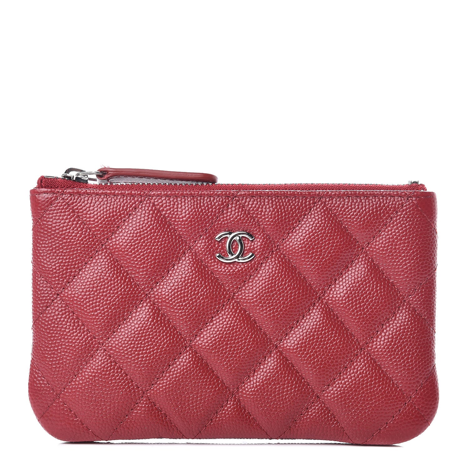 Chanel Caviar Quilted Small Cosmetic Case Dark Red 1 of 10