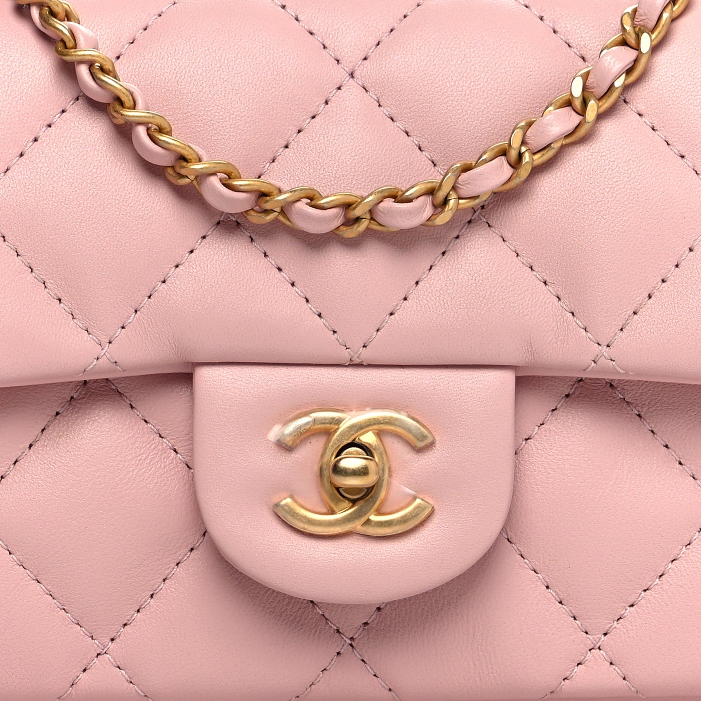 Lambskin Quilted Mini Flap Light Pink