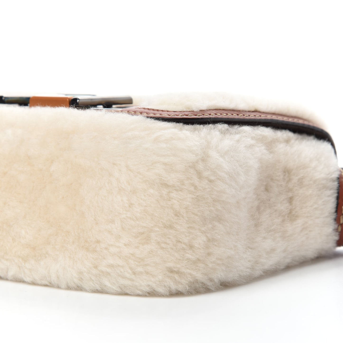 Shearling Vitello Dolce 3Baguette Shoulder Bag Beige