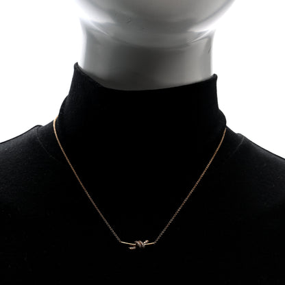 Tiffany 18K Rose Gold Diamond Small Knot Necklace 2 of 6