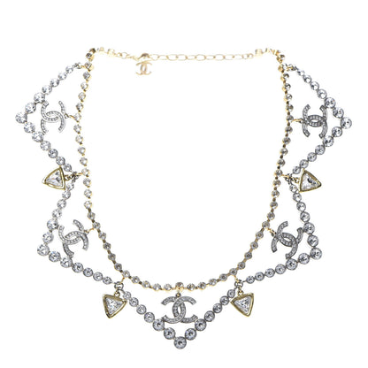 Chanel Crystal CC Choker Necklace Gold Silver 3 of 5