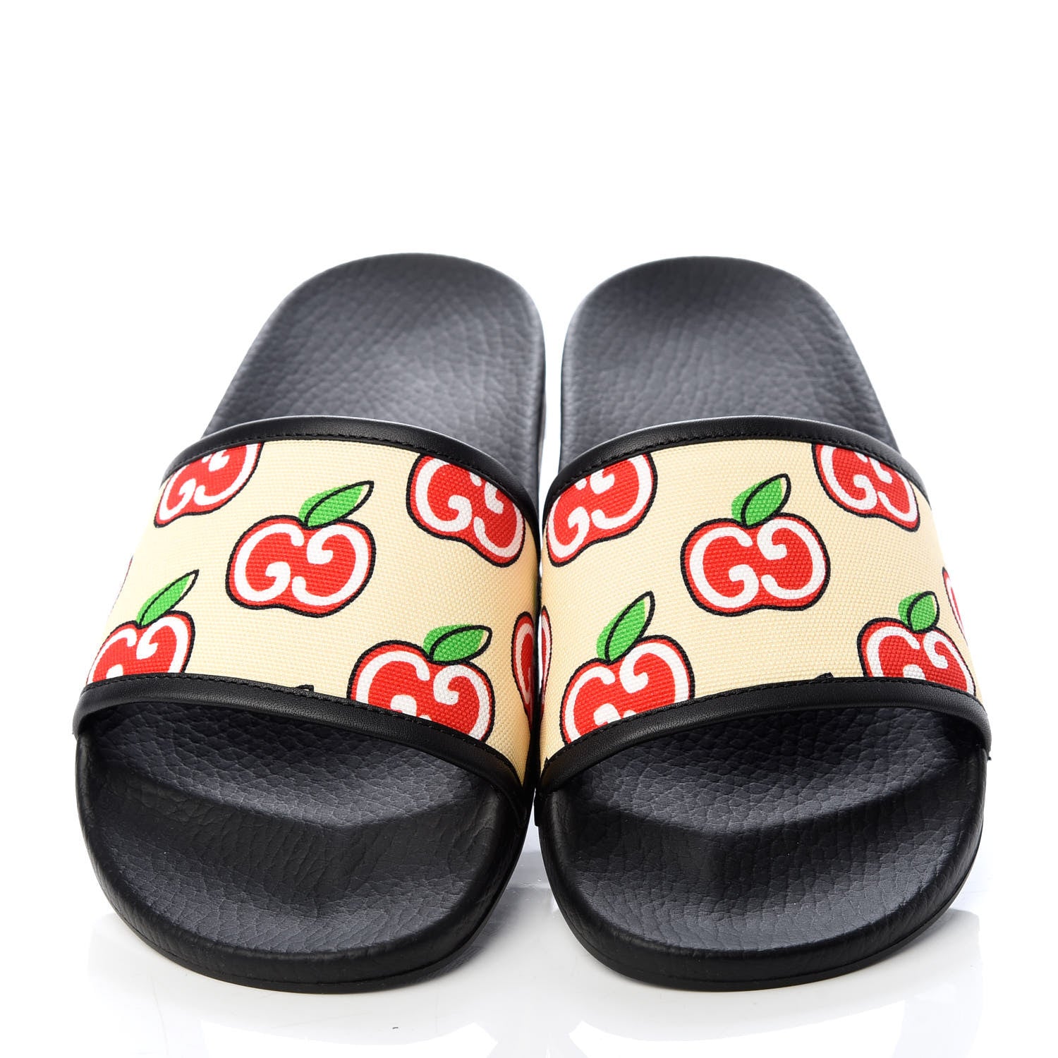 Gucci Canvas GG Apple Slide Sandals 37 Ivory Red 5 of 11