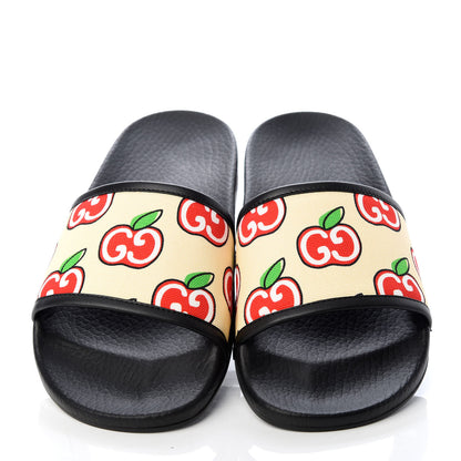 Gucci Canvas GG Apple Slide Sandals 37 Ivory Red 5 of 11