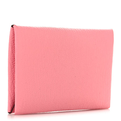 Hermes Chevre Chandra Verso Calvi Card Case Rose Confetti Brique 3 of 7