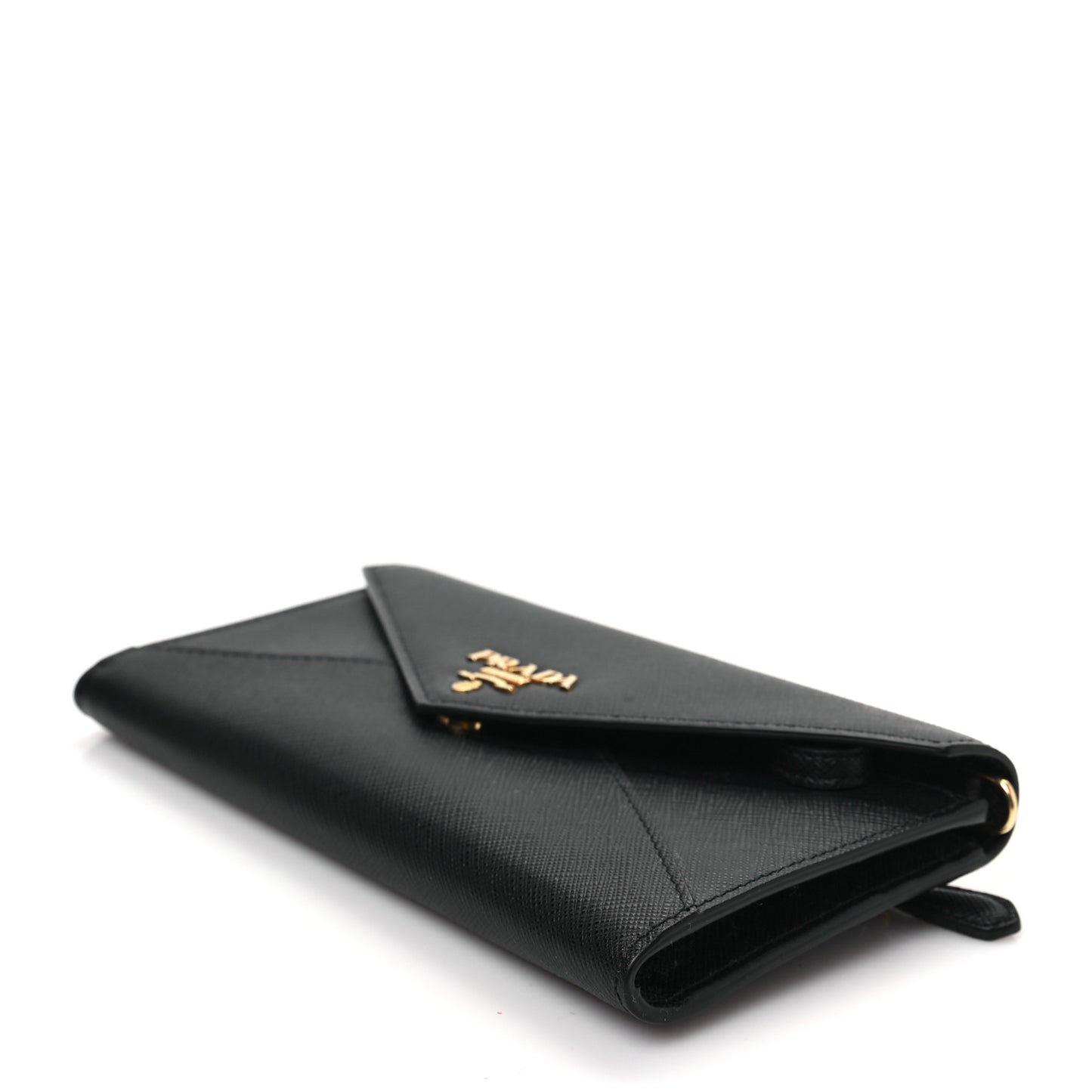 Saffiano Envelope Wristlet Crossbody Wallet Black