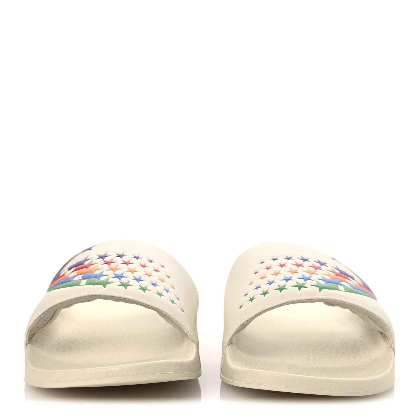 Nappa Interlocking G Rainbow Womens Pursuit Slide Sandals 41 Mystic White