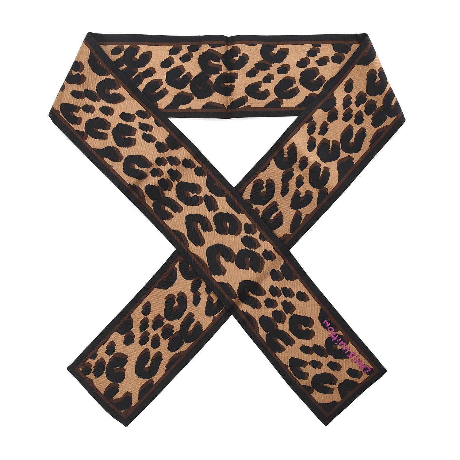 Louis Vuitton Silk Leopard Bandeau Scarf Marron 1 of 3