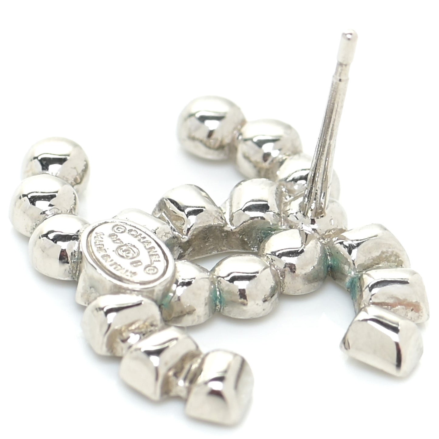 Baguette Crystal CC Earrings Grey Green