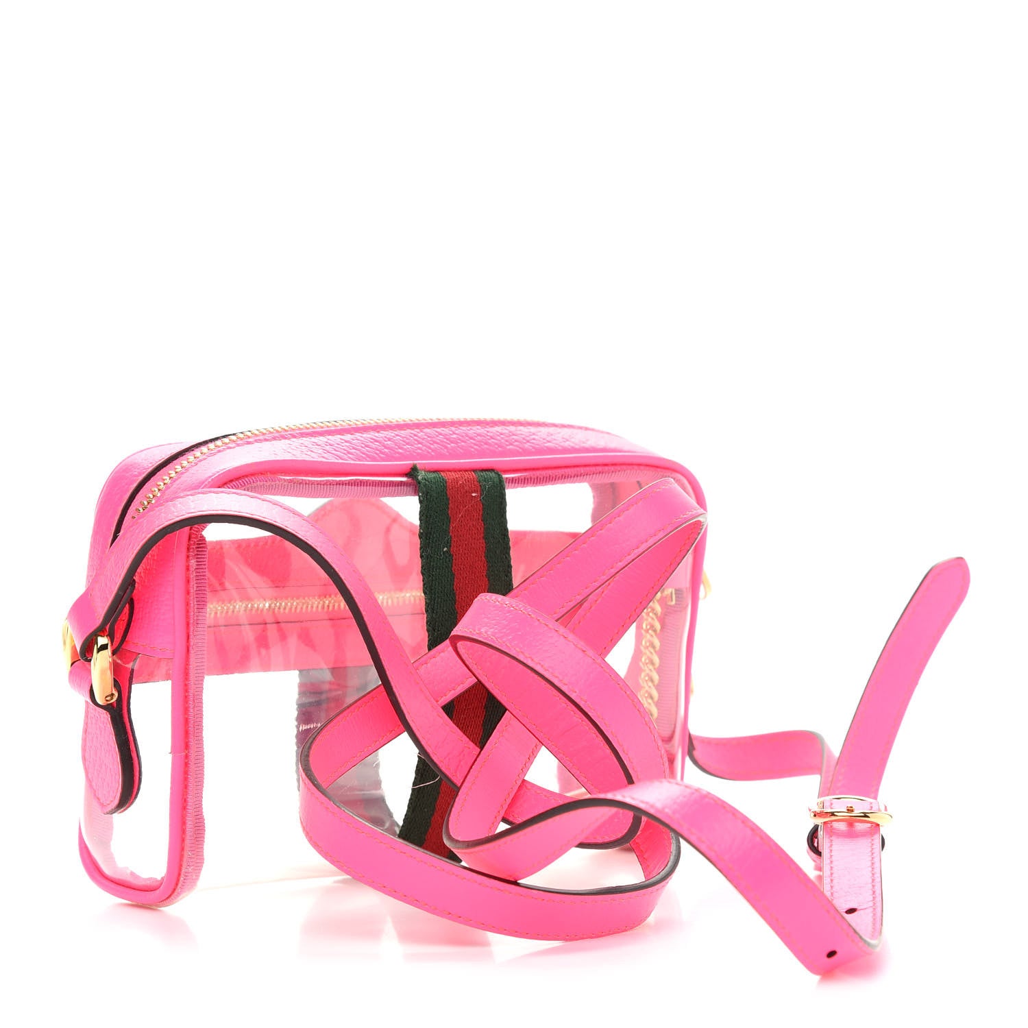 Gucci Vinyl Web Mini Ophidia Transparent Shoulder Bag Fluorescent Fuchsia 3 of 12