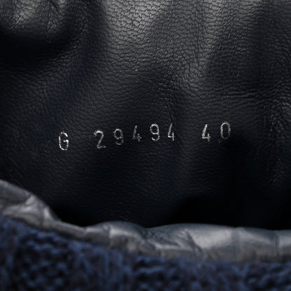 Chanel Knit Calfskin Quilted Short Biker Boots 40 Navy 7 of 8