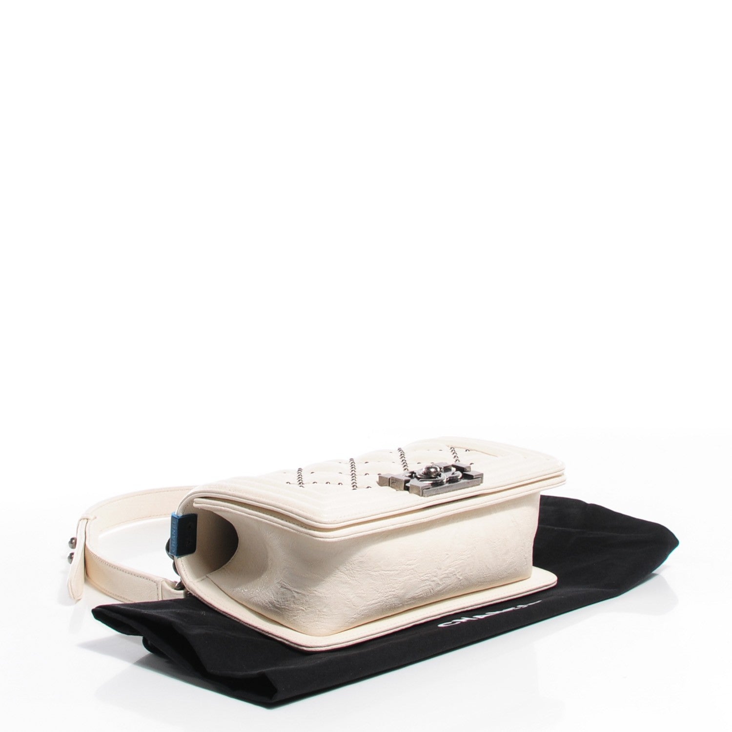 Chanel Crumpled Lambskin Small Studded Boy Flap White 4 of 7