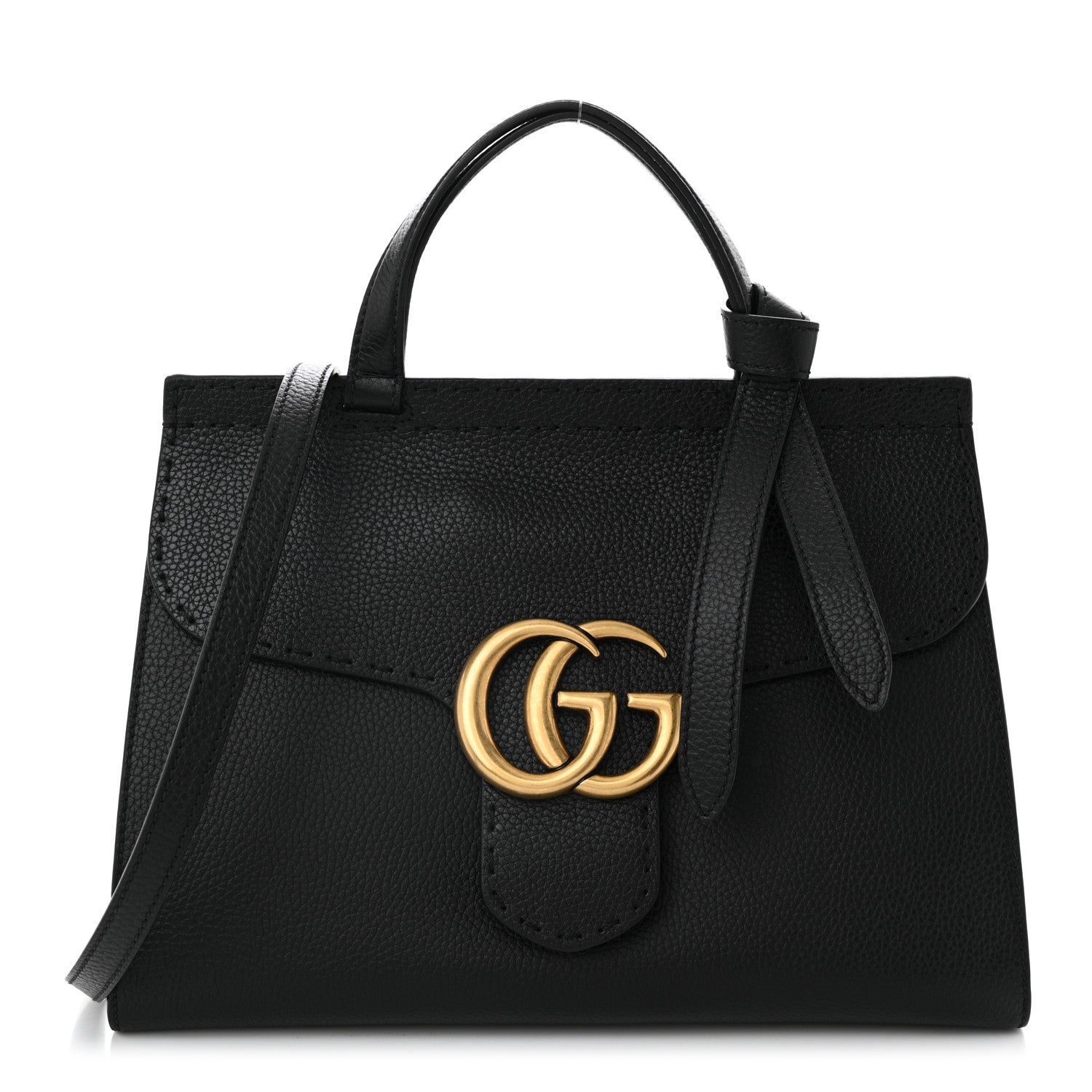 Gucci Calfskin Small GG Marmont Top Handle Bag Black 1 of 10