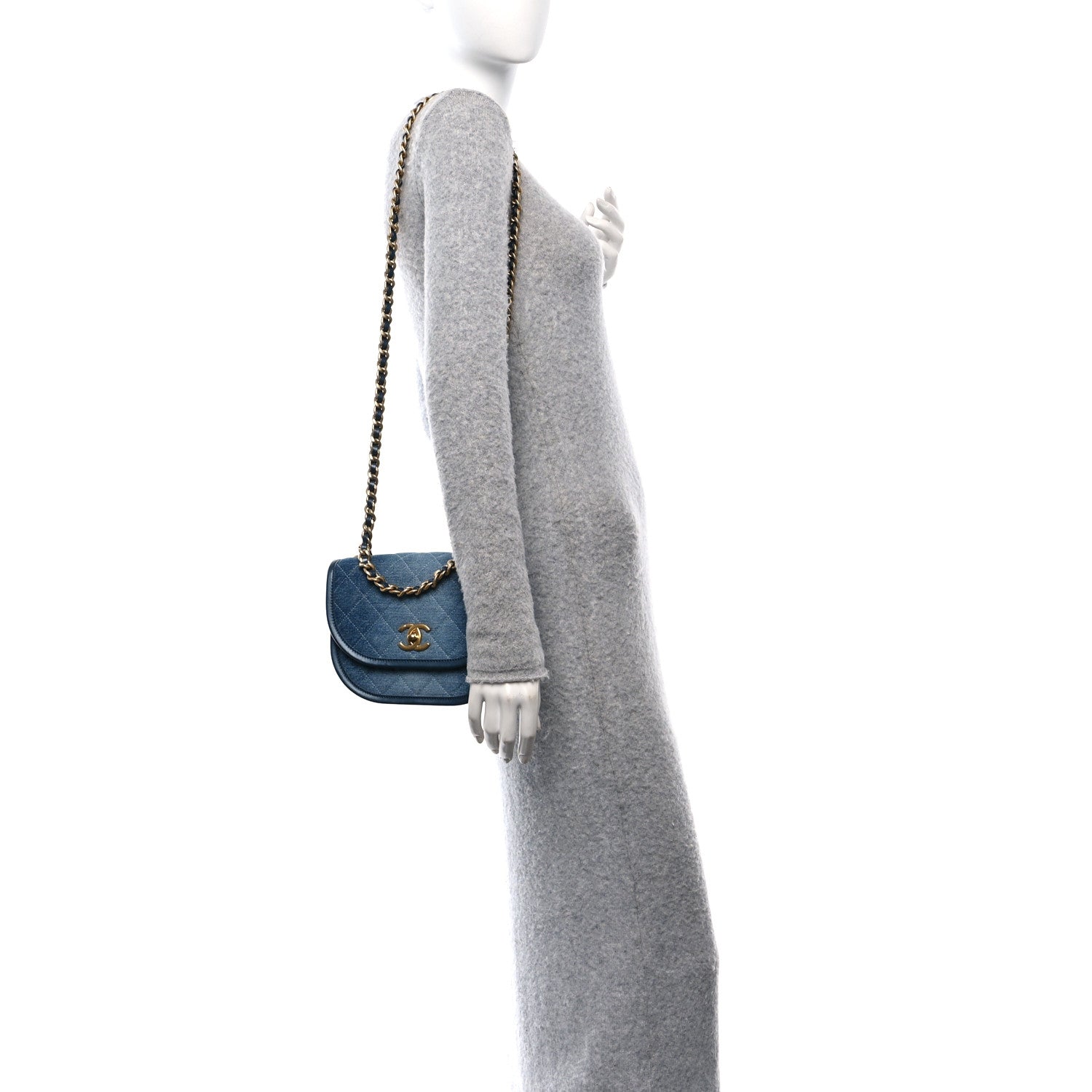 Chanel Washed Denim Quilted Small Messenger Flap Blue 2 of 11