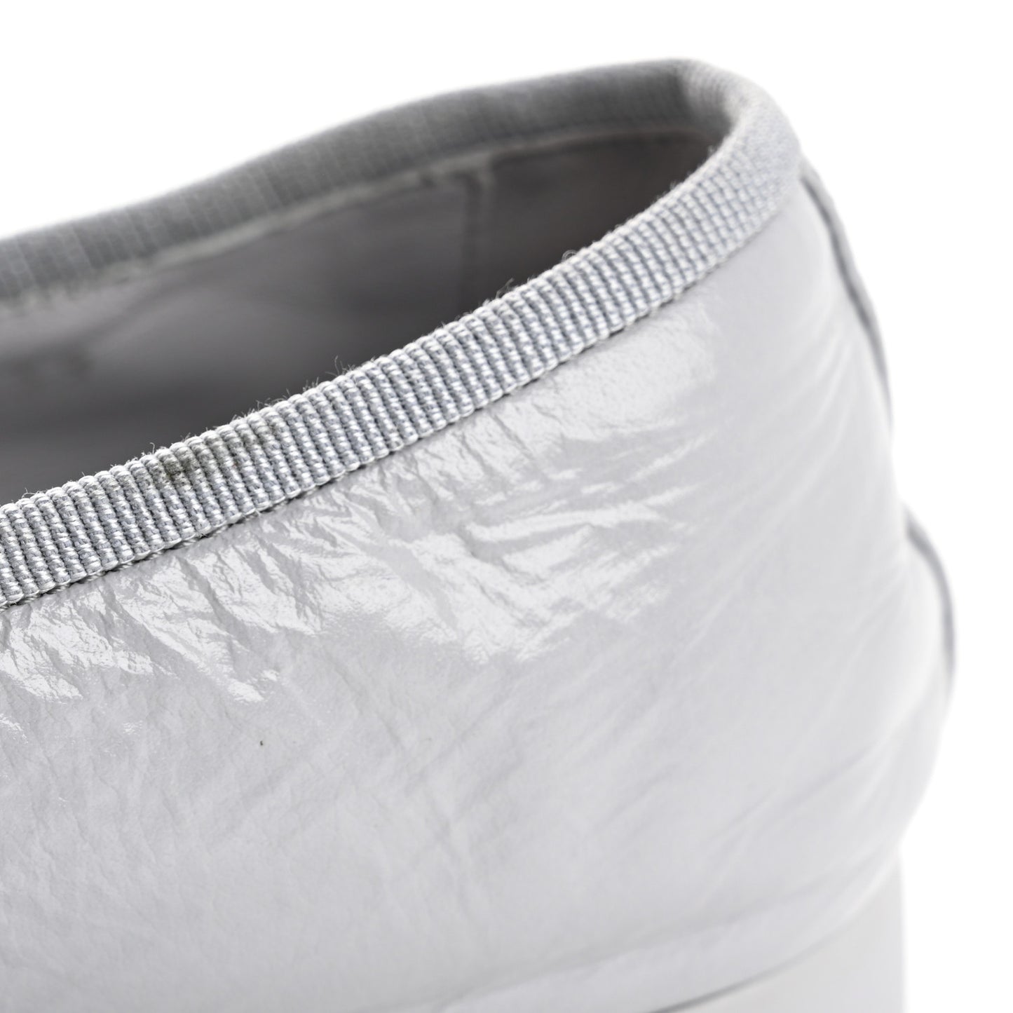 Shiny Crumpled Calfskin Patent CC Cap Toe Ballerina Flats 39 Grey Black