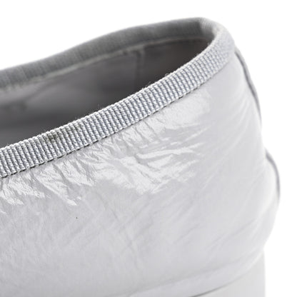 Chanel Shiny Crumpled Calfskin Patent CC Cap Toe Ballerina Flats 39 Grey Black 12 of 14