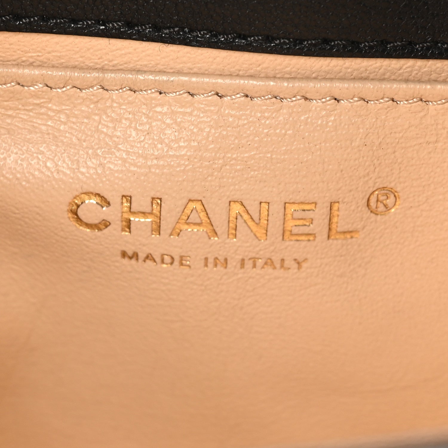 Chanel Calfskin Chevron Beaded Chain Mini Square Flap Black 7 of 10