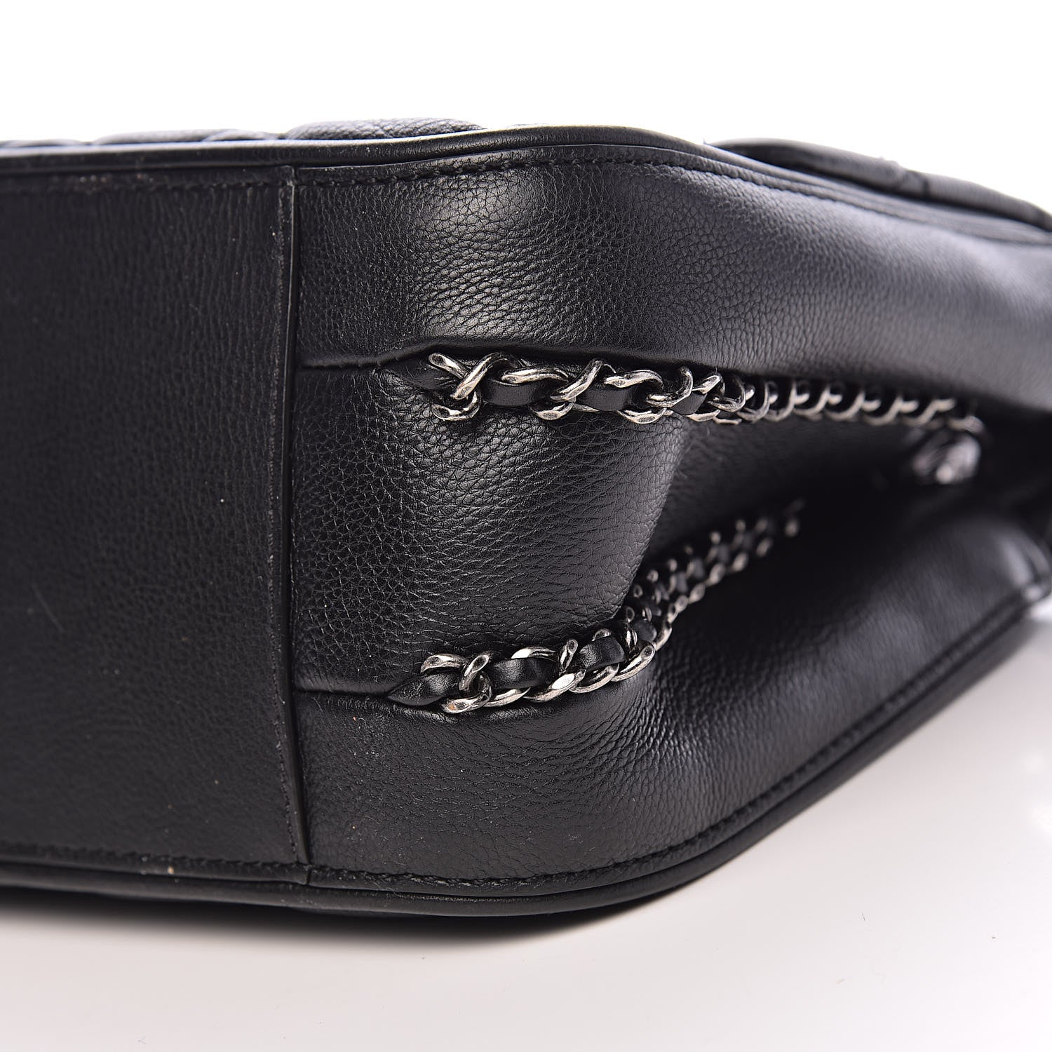 Chanel Calfskin Quilted Medium Frame In Chain Flap Black 9 of 12