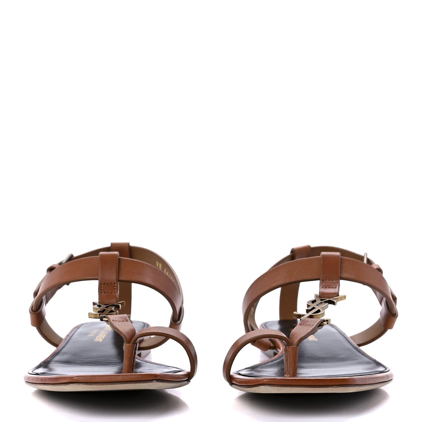 Calfskin Cassandra Monogram Sandals 37.5 Tan