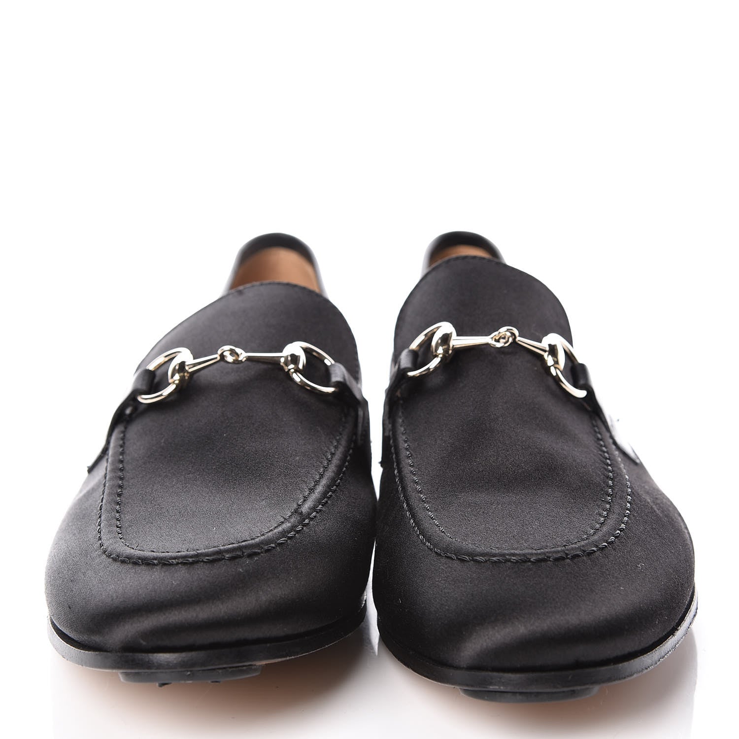 Gucci Satin Jordaan Womens Loafers 37.5 Black 2 of 12