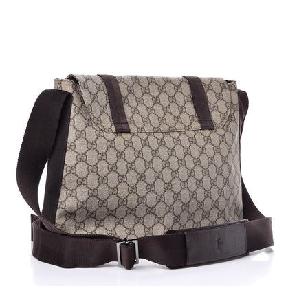Gucci GG Plus Monogram Large Double Buckle Flap Messenger Bag Beige Dark Brown 3 of 13