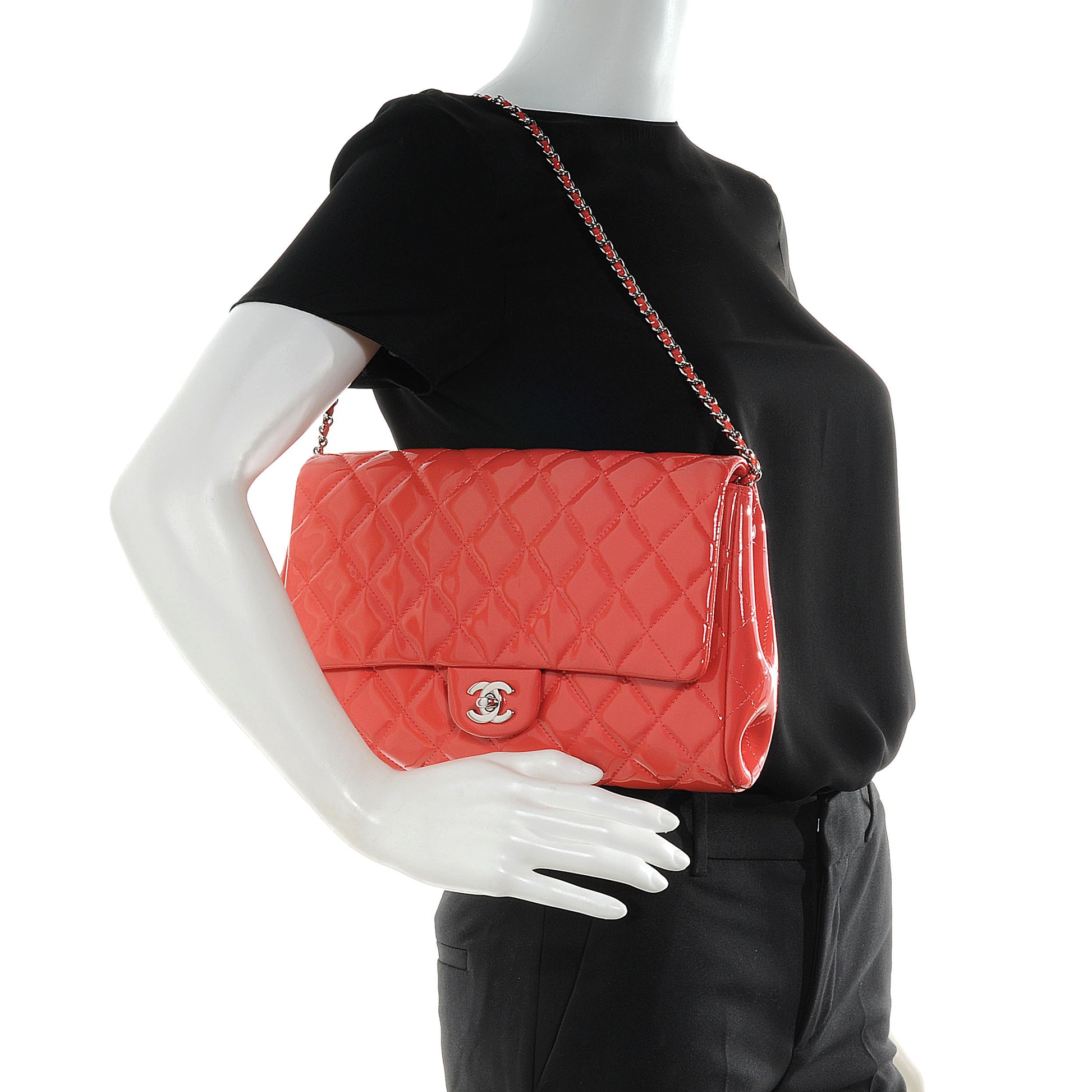 Chanel Patent Quilted Clutch Flap Rose Fonce 2 of 7