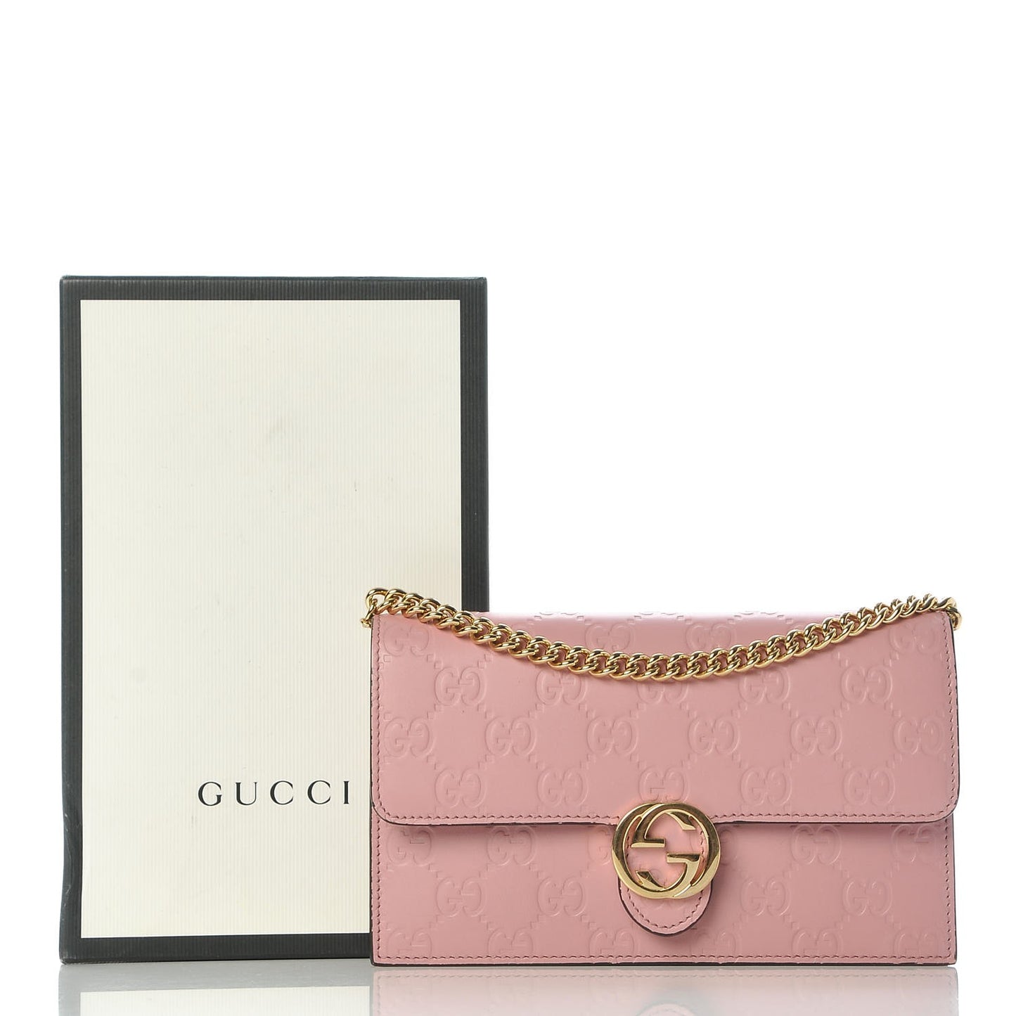 Guccissima Icon Chain Wallet Carmine Rose