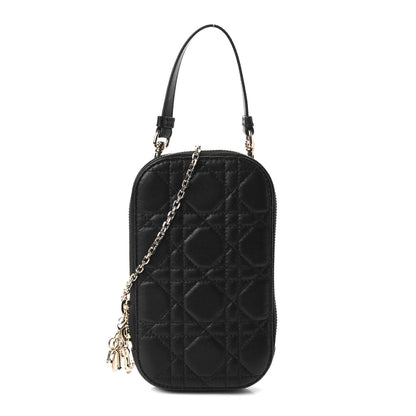 Christian Dior Lambskin Cannage Lady Dior Phone Holder Black 1 of 10