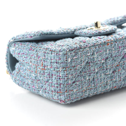 Chanel Tweed Quilted Mini Rectangular Flap Turquoise Purple White Red 6 of 10