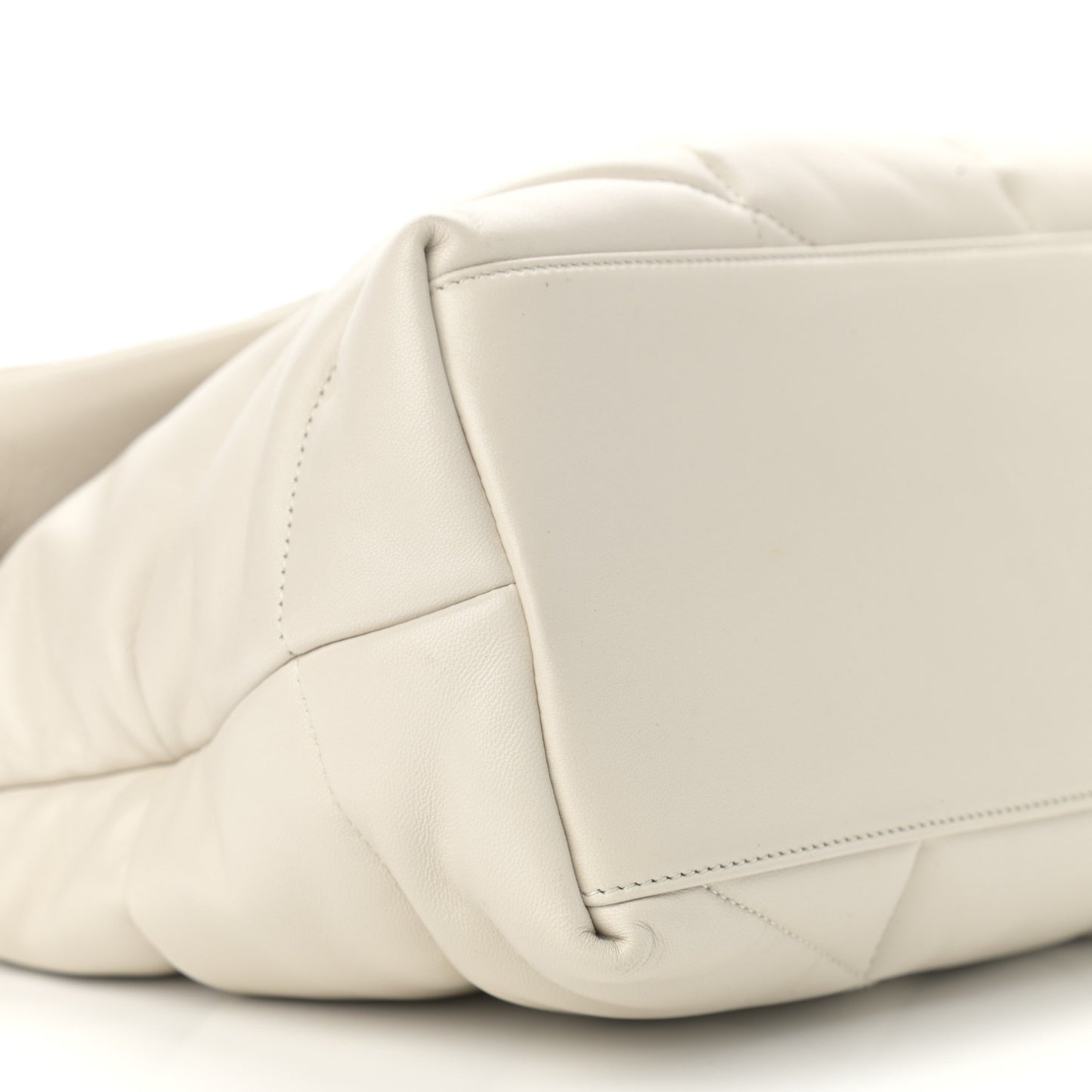 Lambskin Quilted Medium Loulou Puffer Monogram Chain Satchel Crema Soft