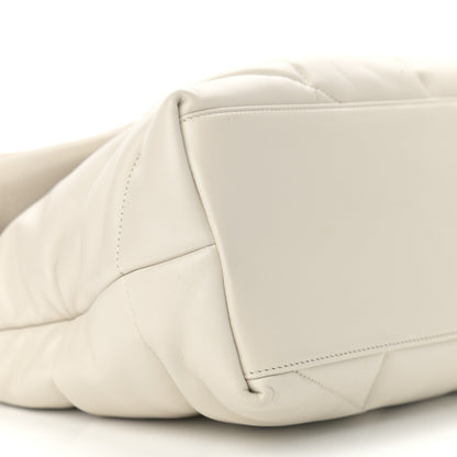 Saint Laurent Lambskin Quilted Medium Loulou Puffer Monogram Chain Satchel Crema Soft 10 of 11